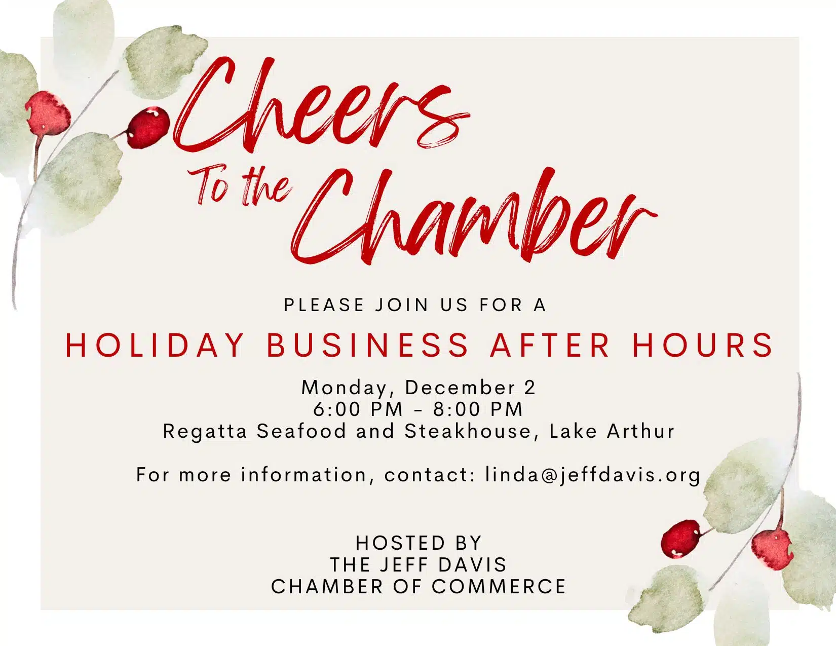 Cheers to the Chamber Holiday Business After Hours Jeff Davis Parish