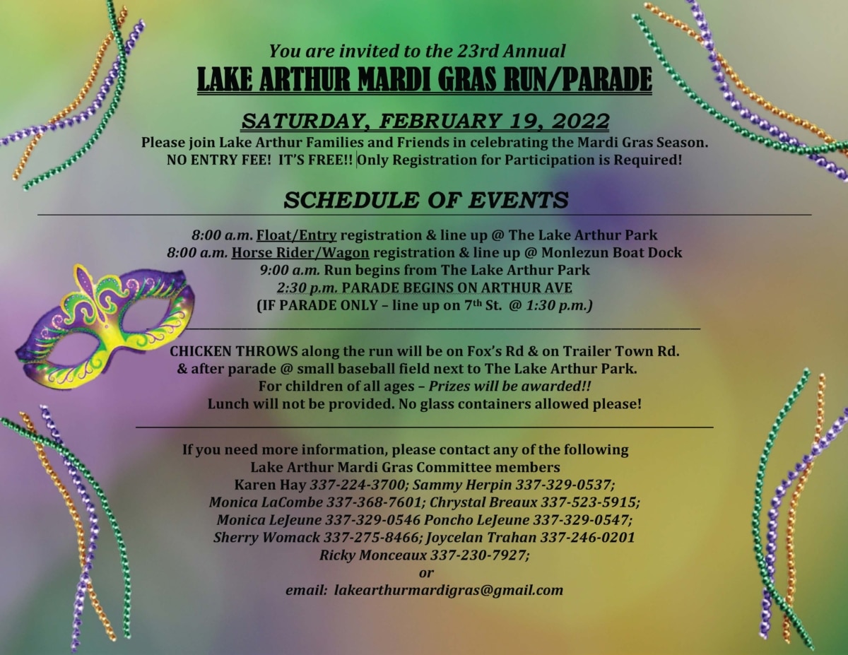 Lake Arthur Mardi Gras Run and Parade Jeff Davis Parish