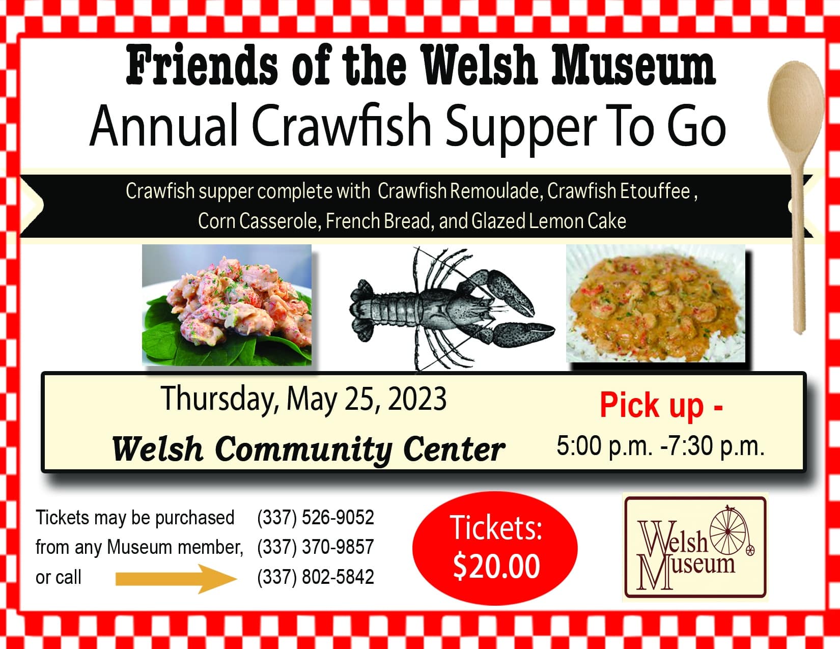 Welsh Museum Annual Crawfish Supper to Go Jeff Davis Parish