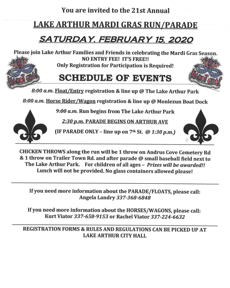 Lake Arthur Mardi Gras Run and Parade Jeff Davis Parish